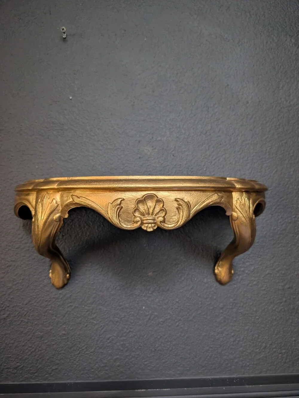Vintage 80's BURWOOD, Ornate Gold Gilt, Shell Detail, Wall Hanging Shelf Decor